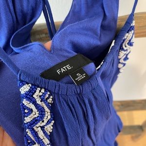 Royal Blue Maxi Dress with Slit and Beaded Details Size S